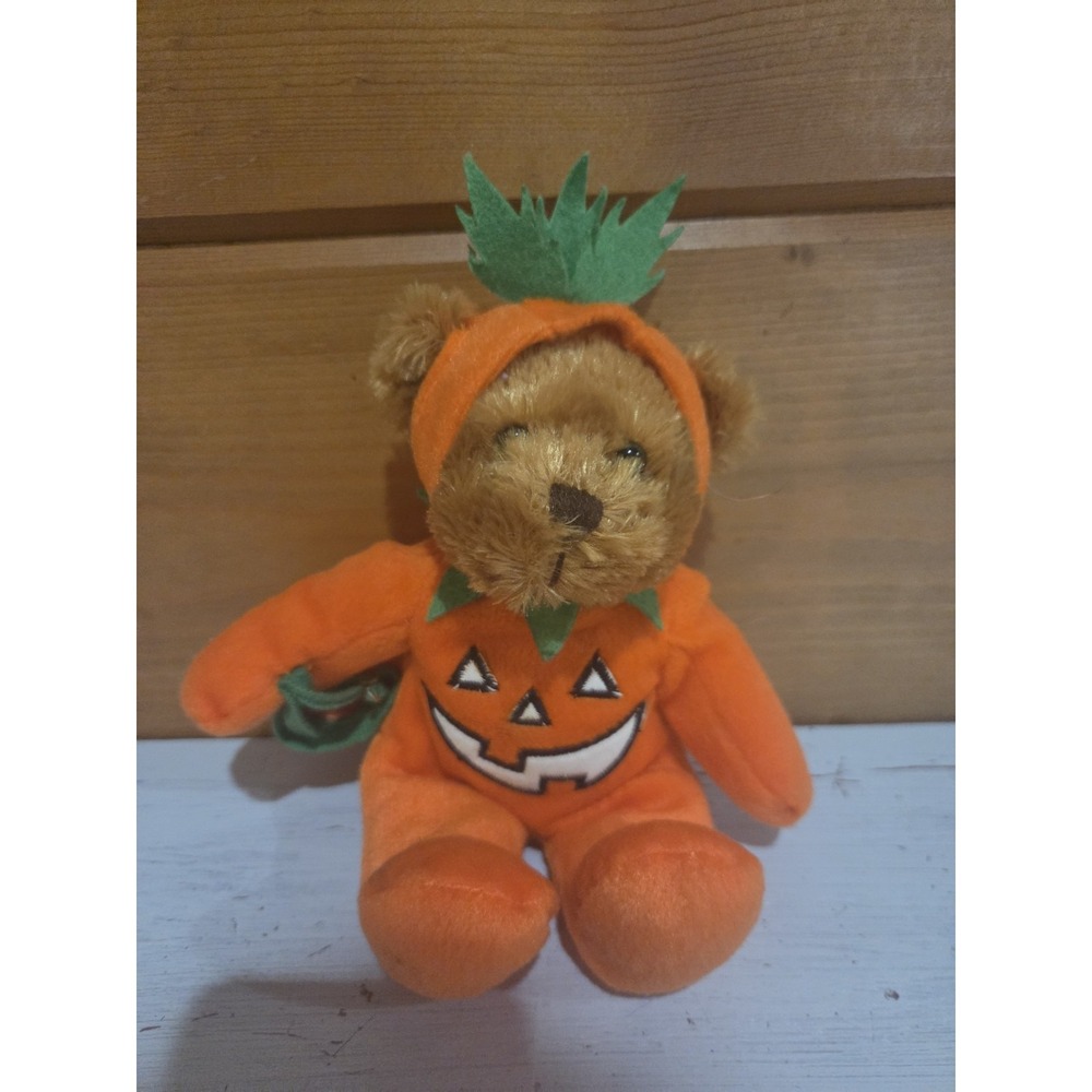 Halloween Bear Jack-O-Lantern Pumpkin Plush Stuffed Animal Teddy Bear F42